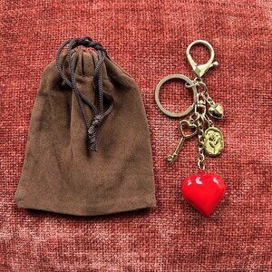 HEARTS AND FLOWERS Bag Charm Gold Tone 🌺